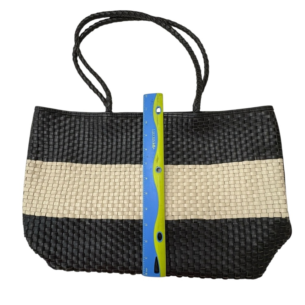 Bembien Emme Leather Woven Handbag Handmade Tote Bag Black White - Picture 5 of 11
